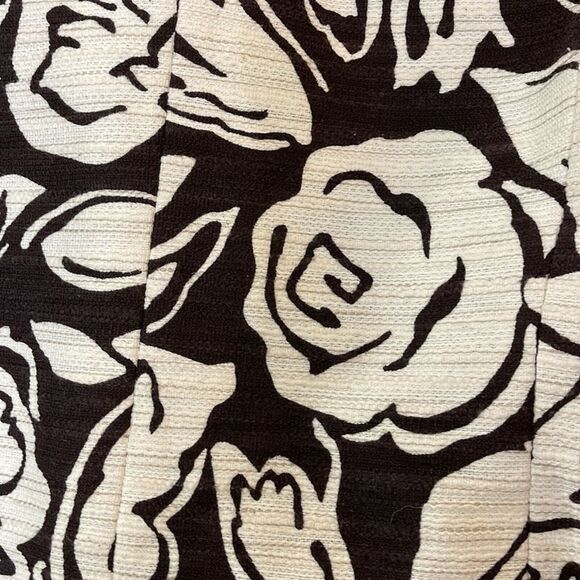 Talbots Woman Floral Jacquard Blazer 12W Brown Cream Cotton Linen Jacket - Picture 4 of 10